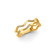 14K Yellow Gold Zigzag Bar Ring on White Background