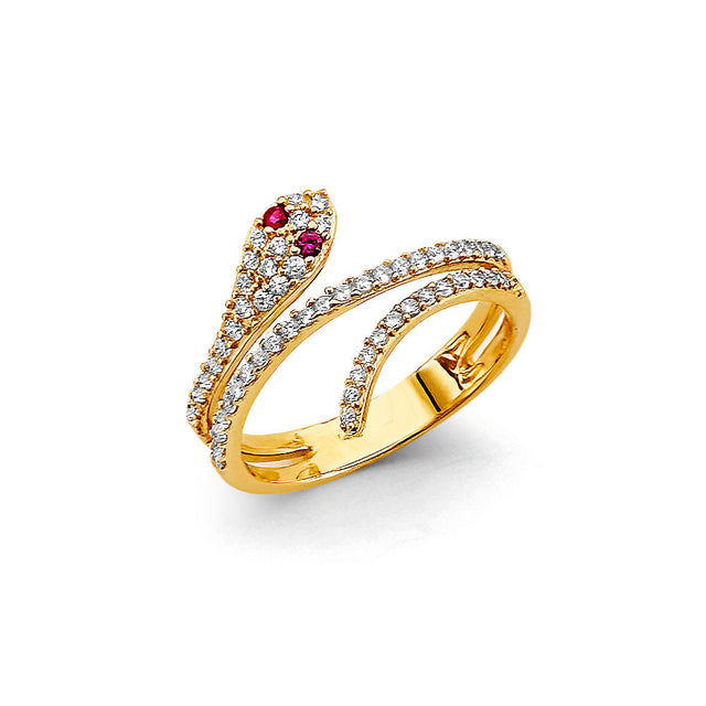 14K Yellow Gold Snake Bypass Ring