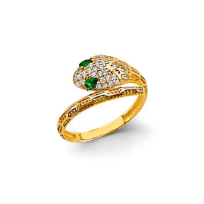 14K Yellow Gold Snake Bypass Ring