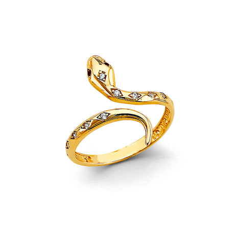 14K Yellow Gold Polished Snake Ring