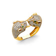 14K Two-Tone Gold Double Panther Ring on White Background