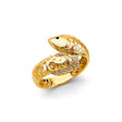 14K Yellow Gold Arowana Lucky Fish Ring on White Background
