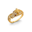 14K Yellow Gold Horse Head Ring on White Background