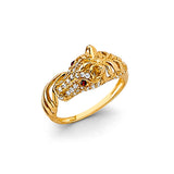 14K Yellow Gold Horse Head Ring on White Background