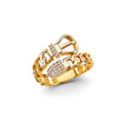 14K Yellow Gold Belt Buckle Ring on White Background