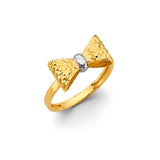 14K Two-Tone Gold Ribbon Ring on White Background