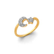 14K Two-Tone Gold Crescent Moon and Star Ring on White Background