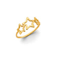 14K Yellow Gold Triple Star Ring on White Background