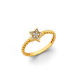 14K Two-Tone Gold Beaded Star Ring on White Background
