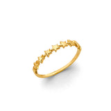 14K Yellow Gold Star Row Band Ring on White Background