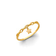 14K Yellow Gold Dangling Star Ring on White Background