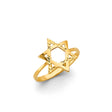 14K Yellow Gold Star of David Ring on White Background