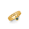 14K Yellow Gold Evil Eye Link Ring on White Background