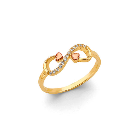 14K Two-Tone Gold Infinity Ring on White Background