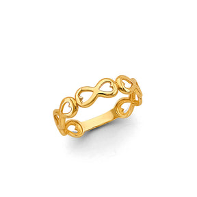 14K Yellow Gold Infinity Loop Ring on White Background