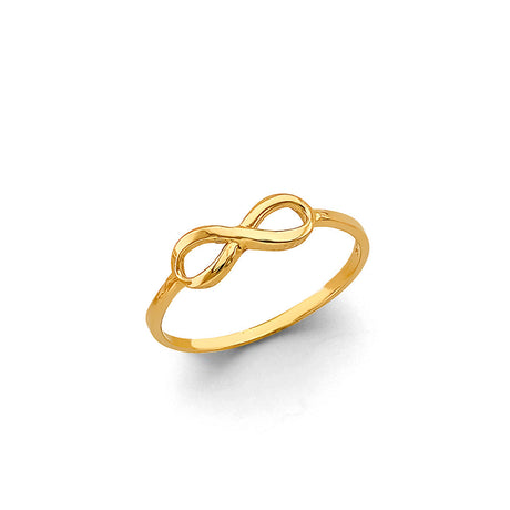 14K Yellow Gold Infinity Band Ring on White Background