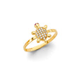 14K Yellow Gold Turtle Ring on White Background