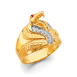 14K Two-Tone Gold Cobra Men's Ring on White Background