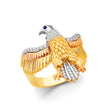 14K Tricolor Gold Spread-Wing Eagle Men's Ring on White Background