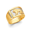 14K Two-Tone Gold Lion Crest Men’s Ring