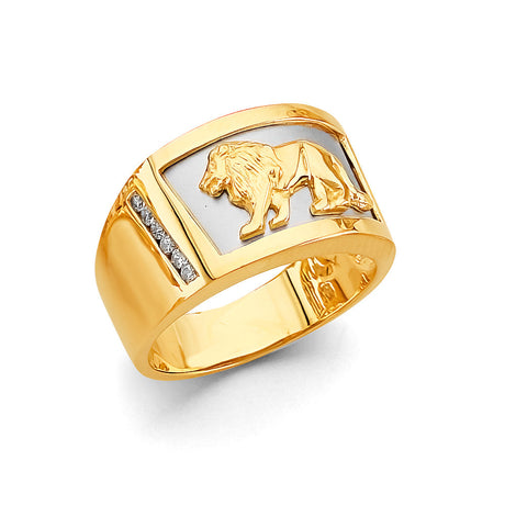 14K Two-Tone Gold Lion Crest Men’s Ring
