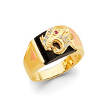 14K Tricolor Gold Panther Head Men’s Ring