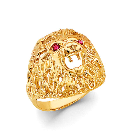 14K Yellow Gold Lion Head Men’s Ring