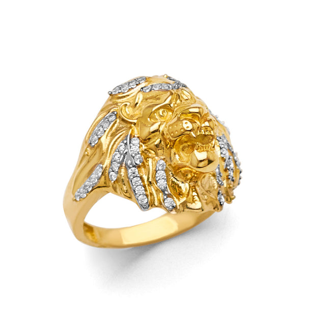14K Two-Tone Gold Lion Head Men’s Ring