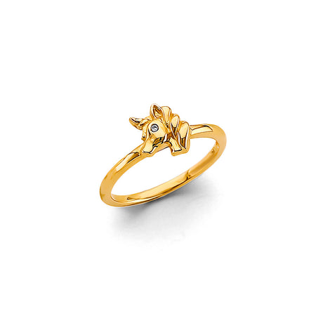14K Yellow Gold Baby Flower Cluster Cz Ring on White Background