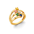 14K Yellow Gold Mother's Birthstone Triple-Band Ring on White Background
