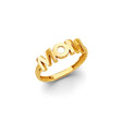 14K Yellow Gold Mom Polished Script Nameplate Ring on White Background