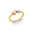 14K Tri-Color Gold Double Puffed Heart Ring