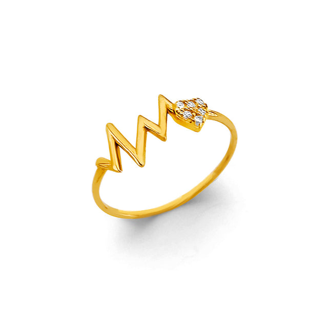 14K Yellow Gold Heartbeat Ring