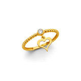 14K Yellow Gold Bezel CZ Dangling Heart Ring