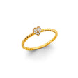 14K Yellow Gold Pave Heart Rope Ring