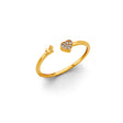 14K Yellow Gold Heart Open Cuff Ring