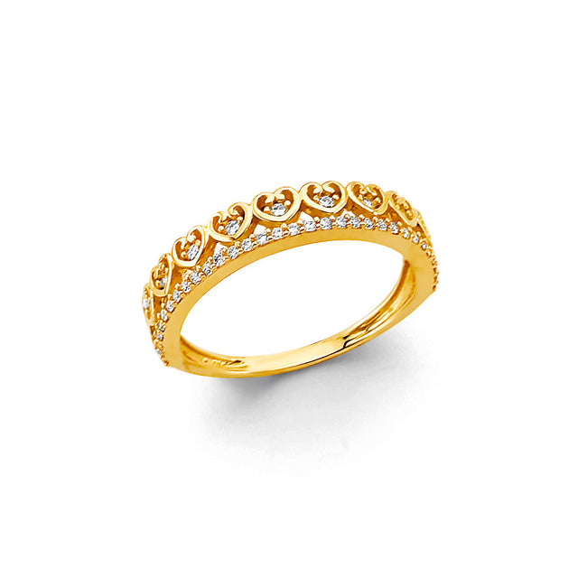 14K Yellow Gold Heart Band Ring