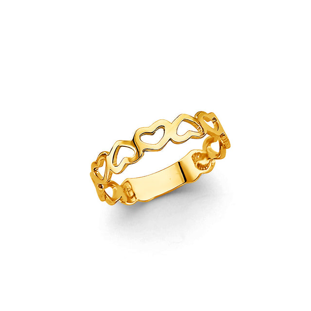 14K Yellow Gold Open Heart Eternity Band