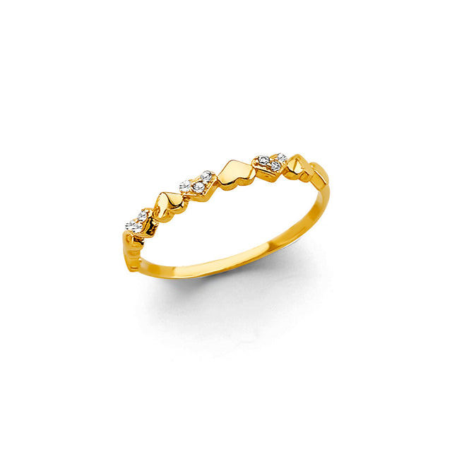 14K Yellow Gold Multi-Heart Stackable Band