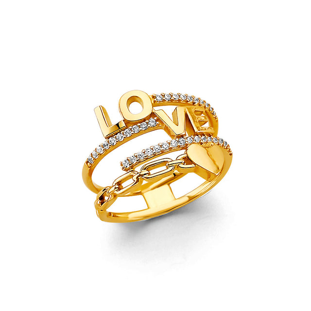 14K Yellow Gold LOVE Multi-Row Ring