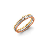 14K Tri-Color Gold Stackable Heart Bands Set