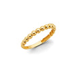 14K Yellow Gold Polished Bead Band Ring on White Background
