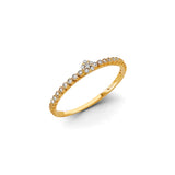 14K Yellow Gold Stackable Pave Band Cubic Zirconia Ring on White Background