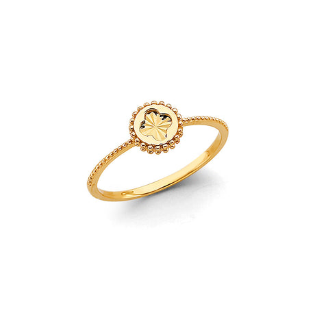 14K Yellow Gold Heart Medallion Ring