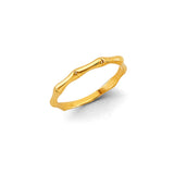 14K Yellow Gold Stackable Bamboo Ring on White Background