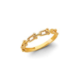 14K Yellow Gold Stackable Paperclip Link Ring on White Background