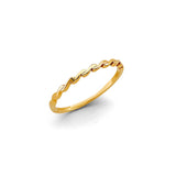 14K Yellow Gold Stackable Twist Ring on White Background