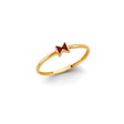 14K Yellow Gold Red Enamel Star Stackable Ring on White Background