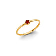 14K Yellow Gold Red Enamel Flower Ring