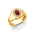 14K Yellow Gold Oval Red Halo Men's Ring